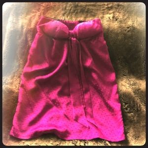 Silk purple polka dot strapless dress